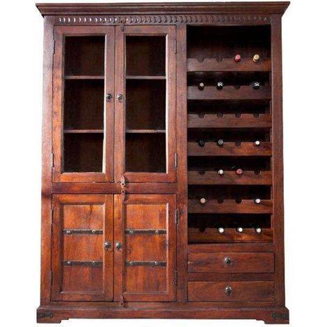 porta bottiglie in legno di Acacia 144x47x180 nougat laccato OXFORD 519