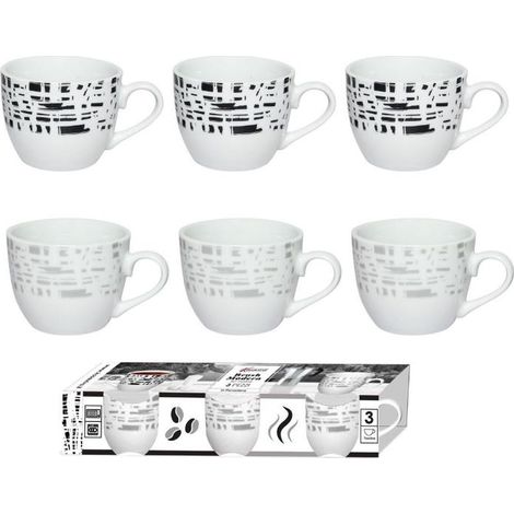 Set 3 Tazzine Tazze Caffè in Ceramica Senza Piattini Brusch Modern 2 Colori (1/2)