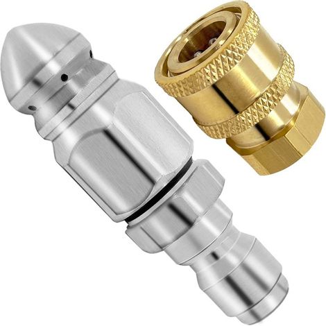 Schnellanschlussdüse für 1/4-Zoll-Hochdruckreiniger, Edelstahldüse, Hochdruckdüsenreinigungswerkzeug für Abflüsse (Set)