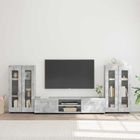 Teenpull – TV-Schrankset mit Regal FLORIN 3 pcs Beton Grau Holzwerkstoff (1/5)