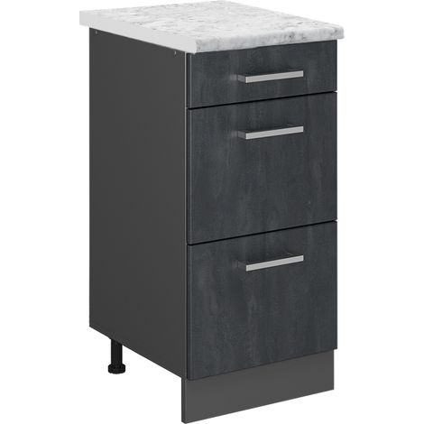 Meuble cuisine R-Line, Béton noir, 40cm PT Marbre, Vicco
