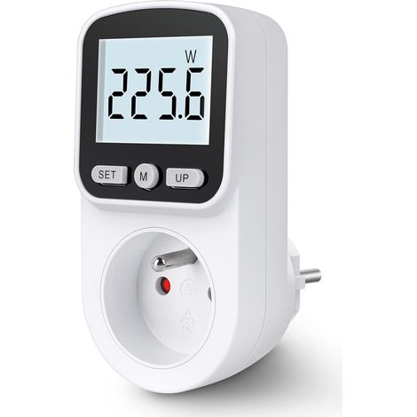 Wattmetre Prise Consommation Electrique, Prise Compteur d'Énergie Wattmètre Rétroéclairage LCD, Mesure Consommation Electrique Tension Actuel kWh, Compteur Électrique 3680W Protection Contre Surcharge (1/5)