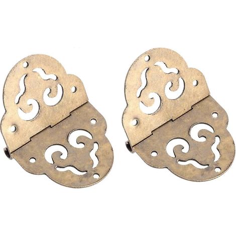 2 charnières ovales creuses vintage en laiton pour porte de meuble antique avec 6 (1/5)