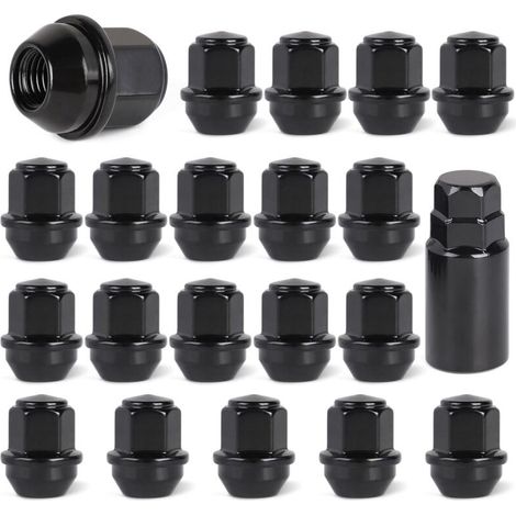 20 x Ecrou Roue M12x1.5 Noir, Écrou de Roue Anti Rouille Conique 60° Goujon de Roue Hex 19mm Compatible avec d'Origine Ford (1/5)