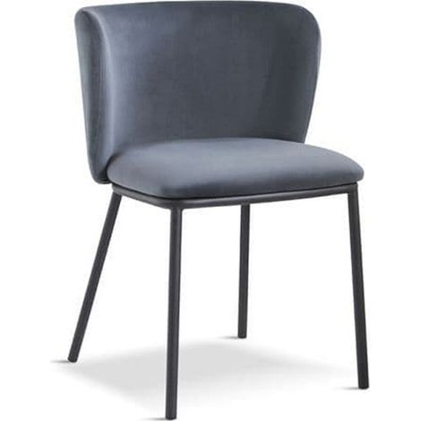 Mandy Dining Chair - Crib 5 (Pack of 2) - Velvet - L48 x W46.2 x H75.5 cm - Dark Grey
