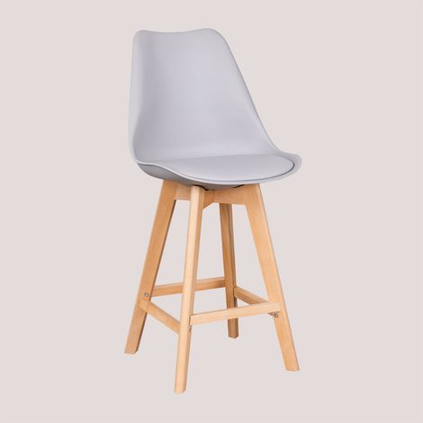 SKLUM 2er-Pack Barhocker 65 cm mit nordischem Kunstlederkissen Helles Grau                                  