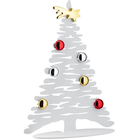 Alessi Bark for Christmas BM06 W - Decorazione Natalizia di Design a Forma di Albero in Acciaio Inox, Bianco (1/5)