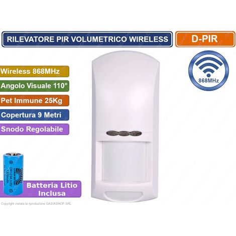 SENSORE DOPPIO PIR WIRELESS 868 MHz INFRAROSSO ALLARME ANTIFURTO (1/2)