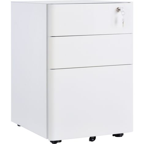 Lockable Cabinet, Rolling Filing Cabinet with 3 Drawers, Steel Office Drawer Unit for A4, Letter, Legal Sized Files