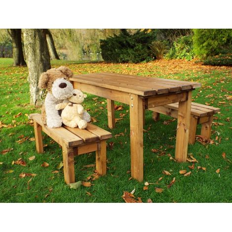 Little Fellas ECO Table Set, Wooden Garden Children's Furniture - W127 x D140 x H62 - Fully Assembled