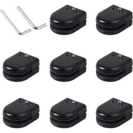 Lot de 8 pinces à verre en acier inoxydable 304 noir – Support solide pour verre 8-10 mm – Finition polie – Installation facile (1/5)