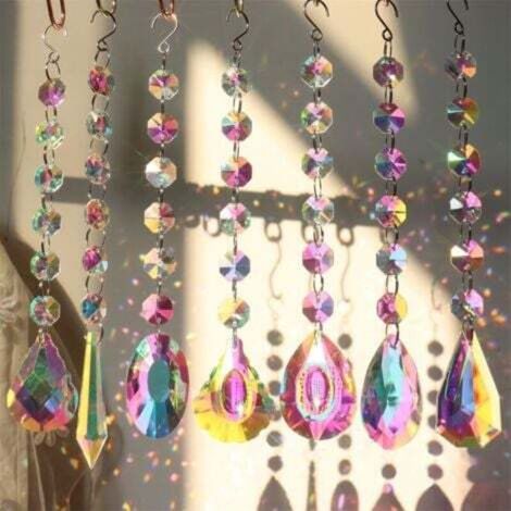 [NON UTILIZZATO] Set di 3 ciondoli acchiappasole in cristallo con perline chakra Rainbow Maker, da appendere a finestre, giardini o come regalo.