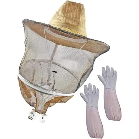 Chapeau en Filet pour Apiculteur Professionnel Moufles en Peau de Mouton Respirants Faciles à Nettoyer, Ensemble de Protections pour Apiculture, pour Apiculteurs (1/5)