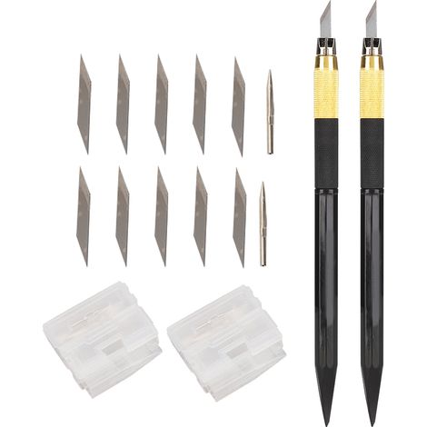 Lot de 2 couteaux de sculpture pour gravure sur gomme, outil de burin pour scrapbooking, art DIY et découpe d'autocollants (1/5)