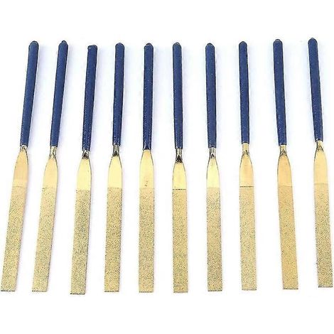 Lot de 10 limes diamantées haute résistance à l'usure, aiguilles diamantées, limes plates bleues, grain 5180, outil de réparation de bijoux (1/3)