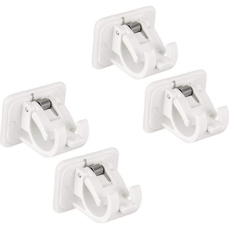 SABIR 4 Pcs  Support de Tringle à Rideau Auto-Adhésif,Support Tringle Rideaux sans Percage,Supports de Crochet de Draperie,Crochets de Tige de Serviette-blanc (1/5)