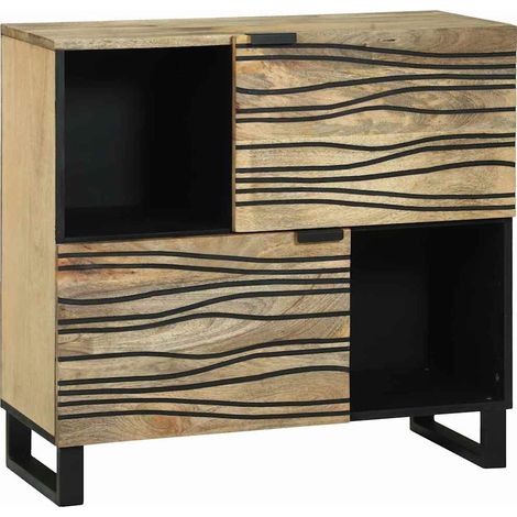 Sideboard Braun 80 x 33 x 75 cm massives Mangoholz