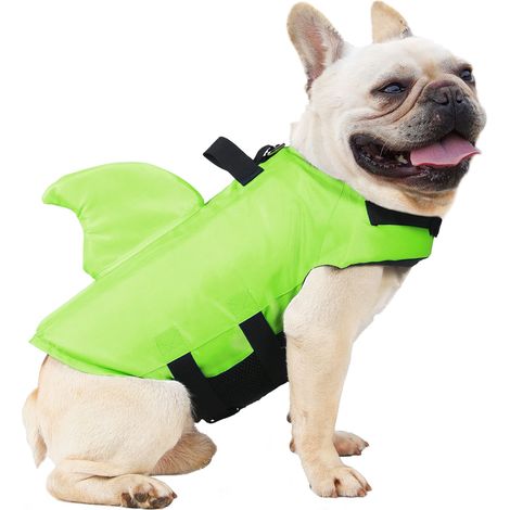 Gilet de sauvetage pour chien, gilet de sécurité, bouée de sauvetage pour chiot, costume de natation pour chien de petite et moyenne taille (M, vert) (1/5)