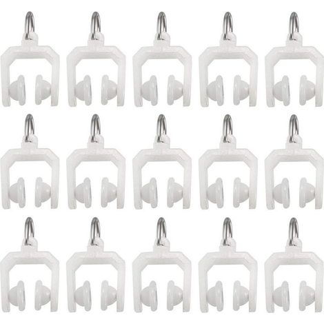 Rail de rideau droit et courbe en plastique, rail coulissant à double roue pour fenêtre, rail de rideau coulissant, diamètre 9 mm (15 pièces) (1/5)