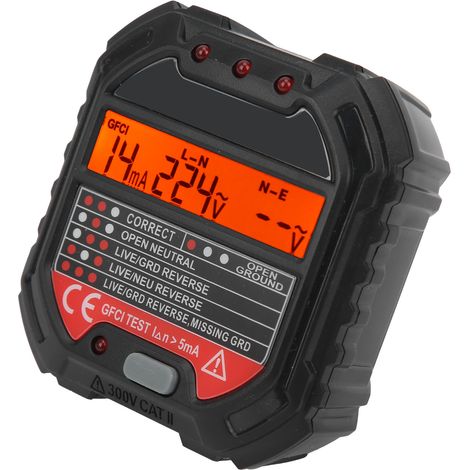 HT107B Steckdosentester mit LCD-Bildschirm, Frequenztest und Stromkreisdetektor (USA, 90-250 V). (1/5)