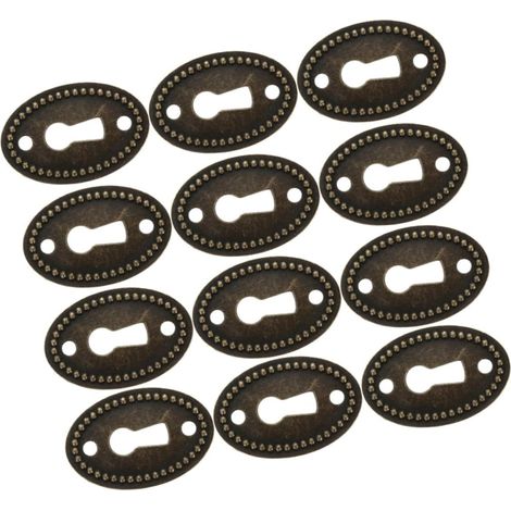 Lot de 12 cache-serrures ovales antiques pour armoire, commode (1/5)