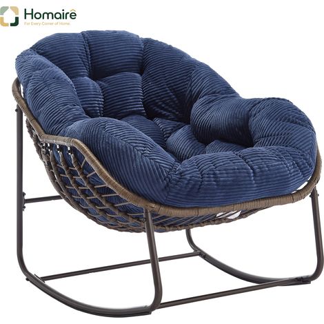 Gartenstuhl Stahl Rattan Blau 45 x 45 x 90 cm HOMAIRE (1/5)