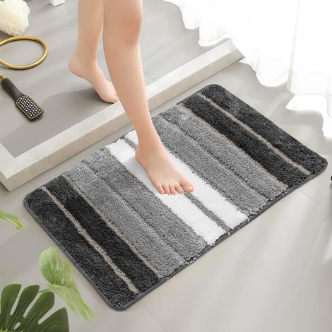 Trintion Bath Mat, Rug Extra Soft and Absorbent, Non-Slip Washable Rugs for Shower Floor, Machine Washable Shaggy Bath Mats Rugs (Gray 2, 50 x 80 cm) (1/5)