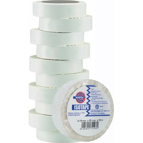 Nastro elettrico in PVC bianco 10m x 15mm - Eurocel