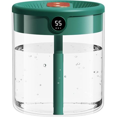 Umidificatore - Umidificatore per camera da letto - Umidificatore USB con luce notturna - Display digitale - Due ugelli - Uso domestico - Ultra silenzioso - Spegnimento automatico - Adatto per uso int