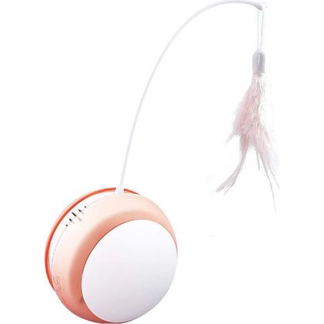 Giocattolo per gatti a forma di tazza, giocattolo elettrico per gatti con pallina anticaduta, piuma a LED, canna da pesca autoportante per gatti, accessori divertenti per animali domestici, rosa (1/5)
