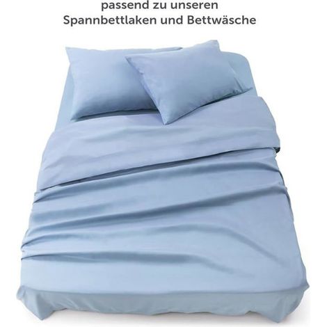 Drap-housse microfibre extra doux sans plis pour lit 150 cm bleu 240 x 275cm Bleu Clair (1/5)