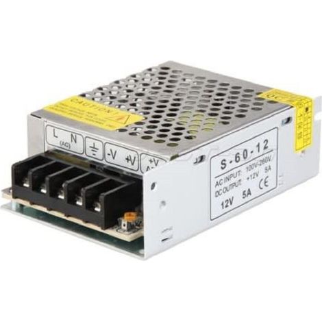 Alimentatore Switching Stabilizzato 220-12v 5a 60w Per Elettronica Strip Led