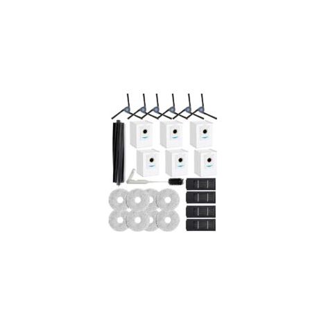 Set di 26 accessori per aspirapolvere Ecovacs Deebot X2 Omni, ricambi: 1 spazzola in gomma, 6 spazzole laterali, 4 filtri HEPA, 8 panni per la pulizia, 6 sacchetti per la polvere. (1/4)