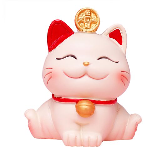 Chaton porte-bonheur en résine synthétique, statuette chat de fortune, décoration salon maison SJ0001 4 (1/5)