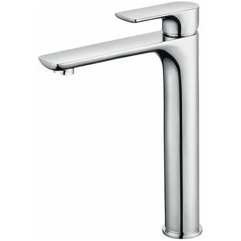 Designer-Waschtischarmatur mit hohem Auslauf, großer Chrom-Badezimmerhahn mit abnehmbarem Luftsprudler, Messing-Waschtischarmatur, hoher Badezimmerhahn (1/4)