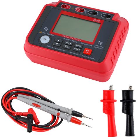 Testeur de résistance d'isolement numérique TS58, 0,1 MΩ - 10 GΩ, mégohmmètre avec écran LCD rétroéclairé, AC/DC 10-600 V, 2000 points maximum, DAR, indice PI, kit de mesure de résistance d'isolement (1/5)