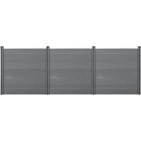Clôture brise vue brise vent bois composite (WPC) 183 x 531 cm gris (1/5)