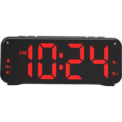 Réveil double extra puissant avec vibreur de lit, grand écran LED, avec fonction vibreur filaire. (1/5)