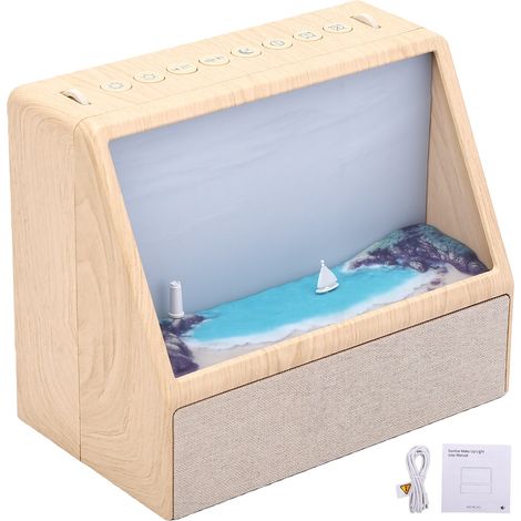 Réveil simulateur d'aube avec bruit blanc, lampe de réveil et haut-parleur Bluetooth pour des sons apaisants et une aide au sommeil. (1/5)