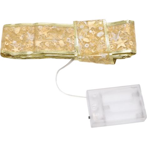 50 LED-Weihnachtslichterketten, goldenes Band, energieeffizient, für Partys und Feste, warmes Licht (1/5)