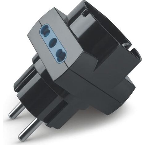 Adattatore triplo universale 16a nero poli 2p t scame 146.362 n