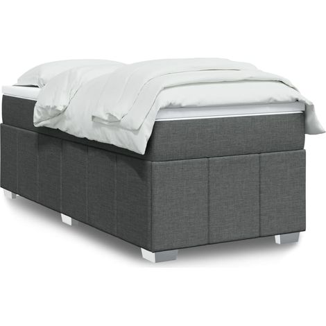 Cama box spring con colchón tela gris oscuro 80x200 cm (1/5)