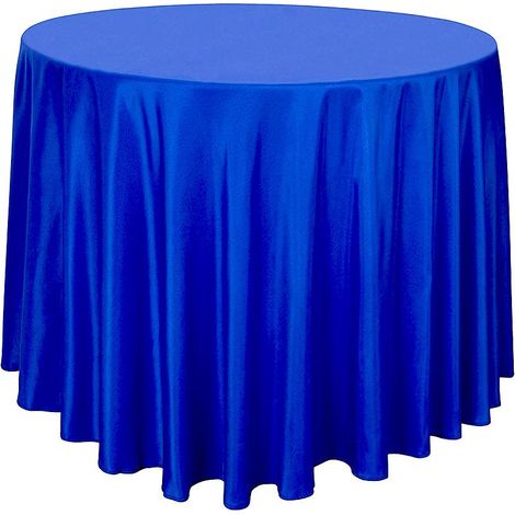 Cette nappe ronde au toucher soyeux est idéale pour les restaurants, les mariages et toutes sortes de réceptions. Bleue, diamètre 275 cm (1/5)