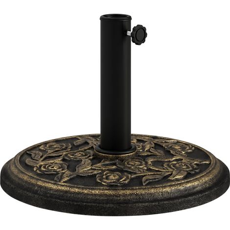 Base pour parasol 9kg en résine avec finitions en bronze Φ45.5 x 31.5cm noire (1/5)