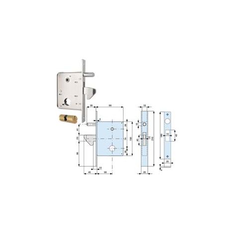 SERRATURA INF. CANCELLI SCORREVOLI GANCIO+CONTROPIASTRA MM.130H 573- - mm.58 (573580) - 2 pezzi MG