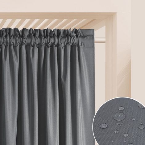 Rideau d'Extérieur avec Passe Tringle Garden Line 155 x 250 cm Largeur x Hauteur Impermeable pour Jardin pergola terrasse Curtain Gris foncé, 1 pièce