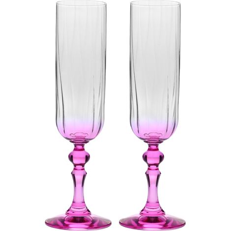 Flûtes à Champagne Lot de 2, 220 ml, Pied Rose, Collection Bubble (1/5)