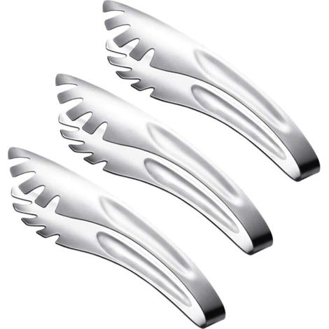 Set di 3 pinze per pasta italiane in acciaio inox, eleganti e robuste, perfette per spaghetti e altre operazioni in cucina. - Crezuo