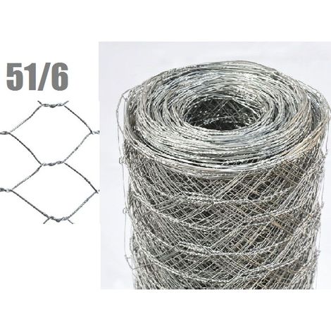 50mt-ROTOLO RETE METALLICA ZINCATA TRIPLA TORSIONE- MAGLIA:mm 51/6 -DIAMETRO FILO:mm 1,1 - H 150 cm (1/2)
