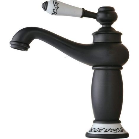 Waschtischarmatur Schwarz Ölgeriebene Bronze Messing Massiv mit Keramikgriff (1/5)